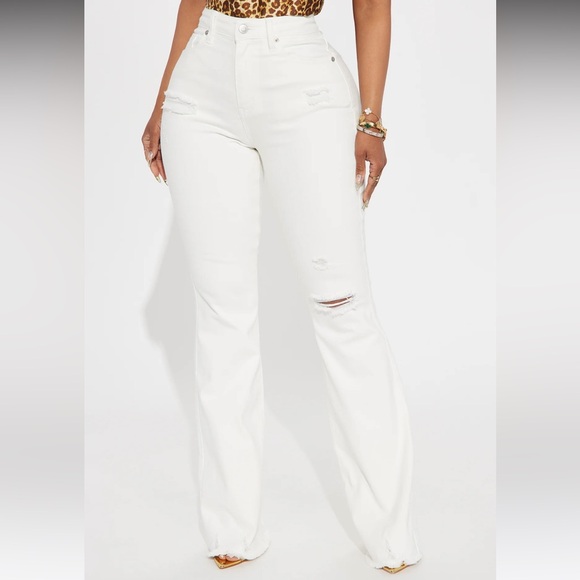 White Stretch Flare Jeans - Picture 3 of 4